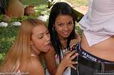 Latina teen girls give double blowjob from Pacinos Adventures