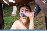 Zoo Spunk presents horny bitch Lesley playing with that big horse cock